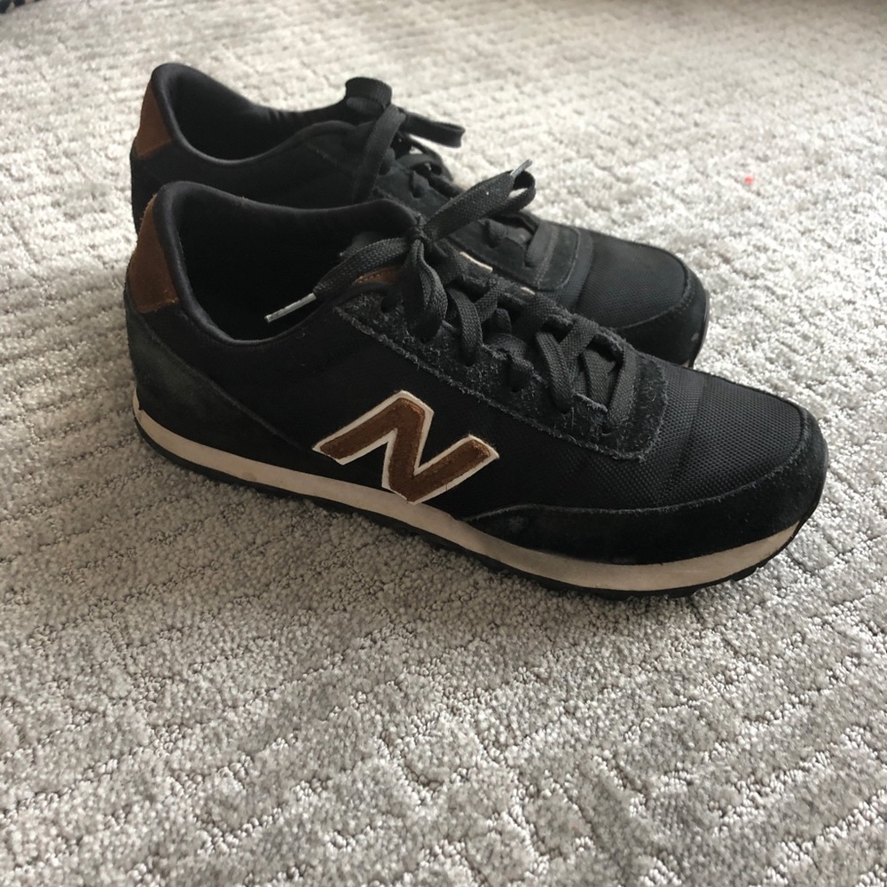 Men’s New Balance 501 in navy blue & brown suede